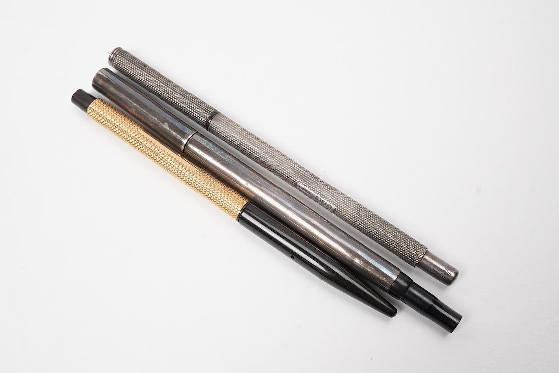 Waterman eyedroppers (2 no.) no's 402, and 0322 and another similar eyedropper, all with repairs